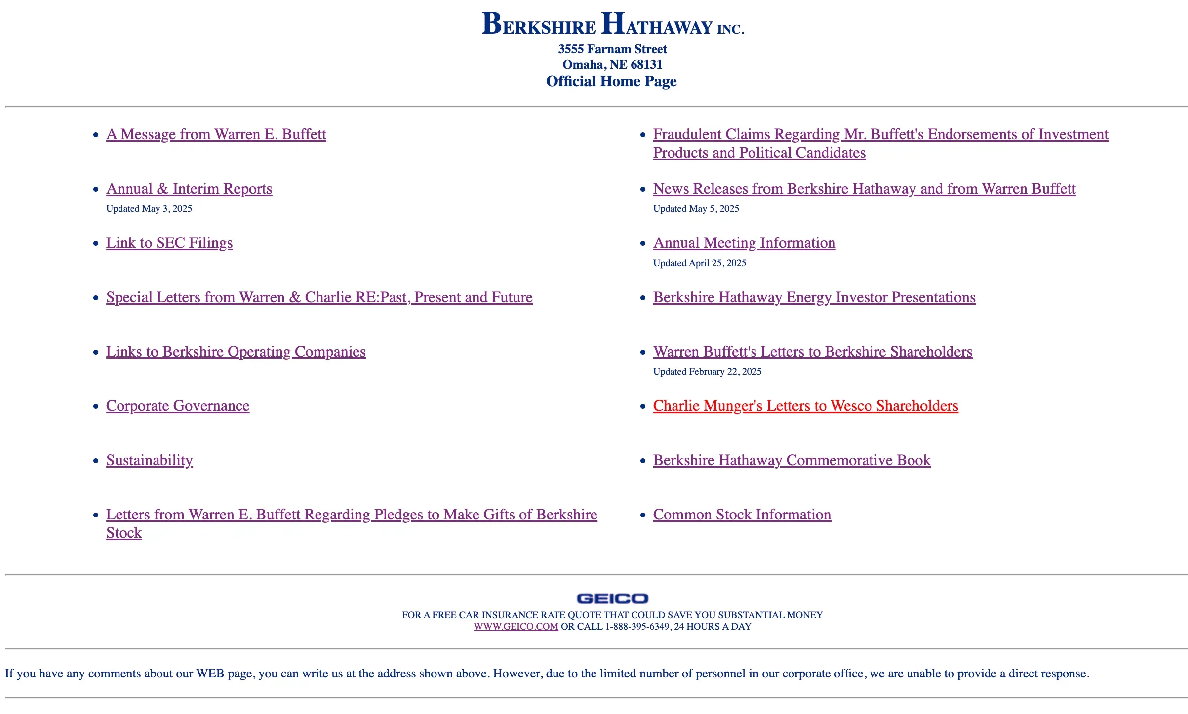 berkshirehathaway.com website before using Revamp