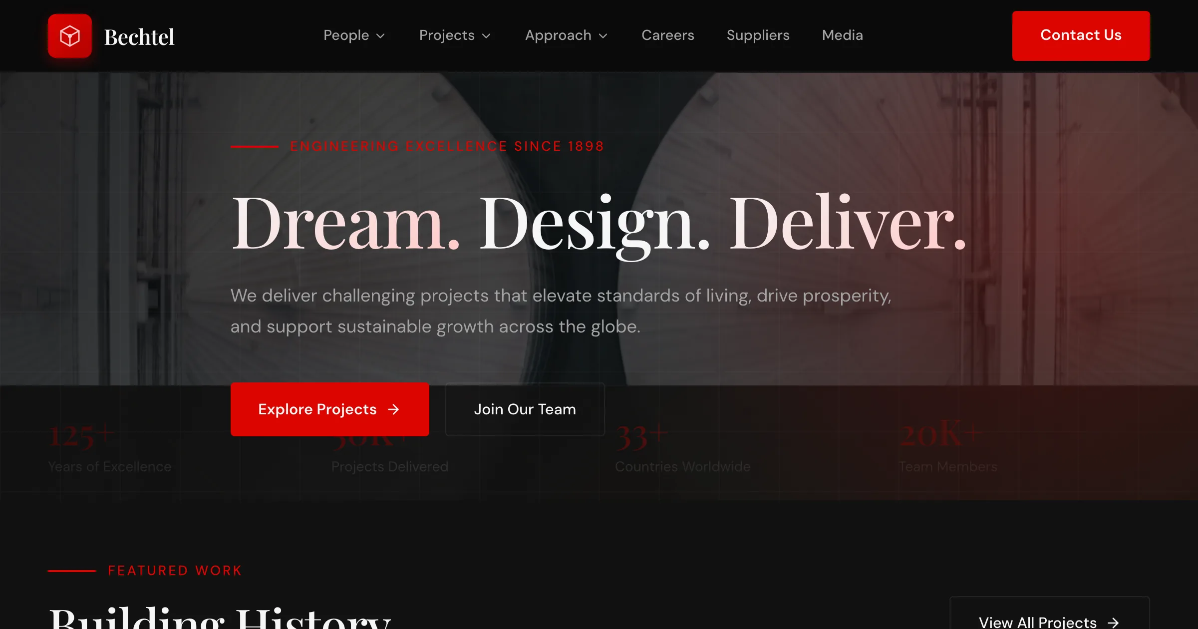 Bechtel revamp redesign — AI-generated modern redesign by Revamp in approximately 2 minutes